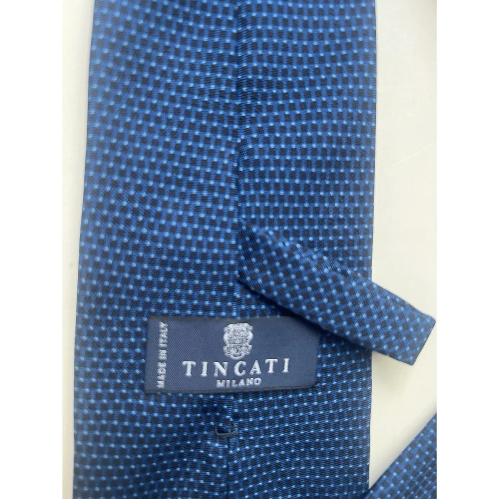 Tincati Milano Blue Luxury Tie 100% Silk Made In Italy Long 63 Inch